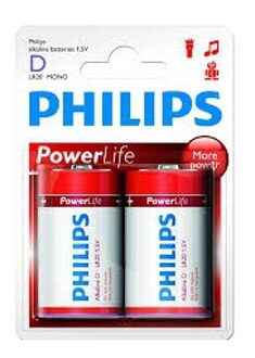 Philips 2 X D batterij Philips Wit