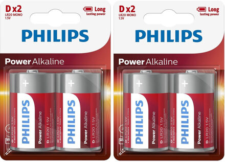 Philips 4x stuks Philips LR20 D batterijen - Batterijen