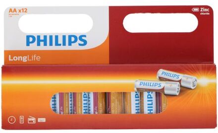 Philips AA-Batterijen - R6L12W - 12 Stuks Batterij Pack - Zinkchloride Technologie - 3 Jaar Houdbaarheid