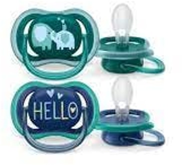 Philips Avent Avent Ultra Air Fopspeen - 18+ Maanden - 2 Speentjes - Donkergroen/Donkerblauw Olifant/Hello