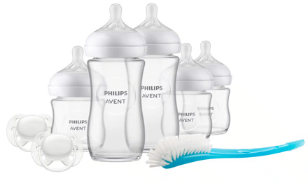 Philips Avent Glazen Cadeauset – Natural Response – 5 Flessen + 2 Fopspenen + Flessenborstel