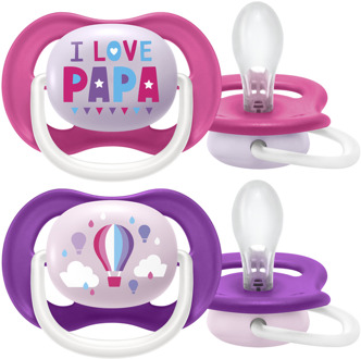 Philips Avent - I love Papa - Ultra Air Fopspenen - 6/18 mnd- 2 stuks