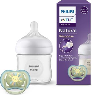 Philips Avent Natural Response – 125 ml Fles - Ultra Air Fopspeen – 0-3 Maanden Transparant / Wit / Groen