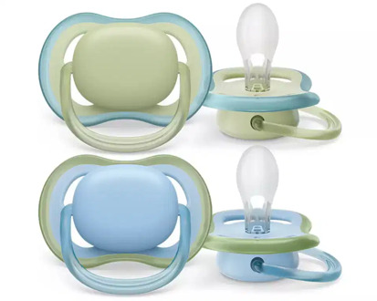 Philips Avent Ultra Air - Fopspeen – 0-6 maanden - Pistache/Blauw – 2 stuks Pistache / Blauw / Groen
