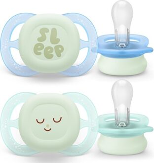Philips Avent Ultra Start - Fopspeen – Glow in the Dark – 0-2 maanden – 2 stuks Blauw / Groen
