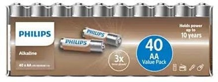 Philips Batterijen Philips Alkaline AA LR6 40 st