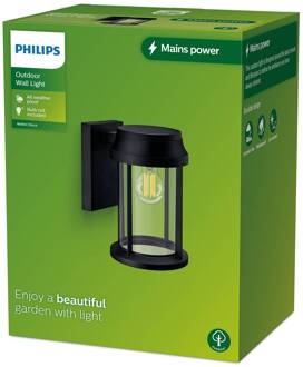 Philips BELLINI buitenwandlamp, Ø 16 cm zwart, helder