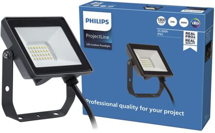Philips Breedstraler Projectline - Zwart - 20w - 1800lm - Warm Wit - Ip65