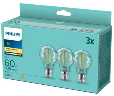 Philips Classic Led Lamp P45 E27 7w 2700k 806lm 230v - Helder - 3-pack - Warm Wit