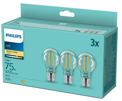 Philips Classic Led Lamp P45 E27 8.5w 2700k 1056lm 230v - Helder - 3-pack - Warm Wit