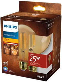 Philips E27 LED lamp bol G95 3,1W 1.800K goud