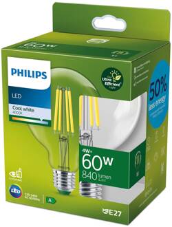 Philips E27 LED lamp bol G95 4W 840lm 840 helder
