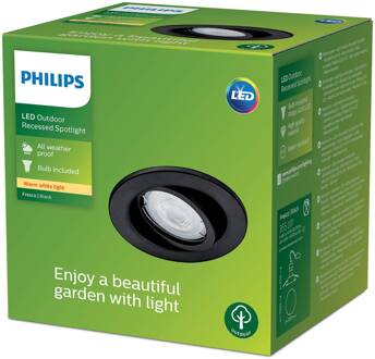 Philips Fresco buiteninbouwlamp, zwart, roestvrij staal, GU10