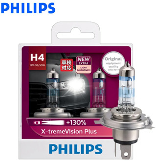 Philips H4 9003 X-treme Vision Plus 130% 12V 60/55W Auto Halogen Hi/lo Beam Car Bulb ECE Approve 130% Brighter 12342XVP S2, Pair