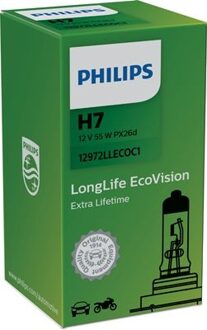Philips H7 LongLife EcoVision C1 55W 12V PX26d 12972 LLECOC1 1500lm Transparant