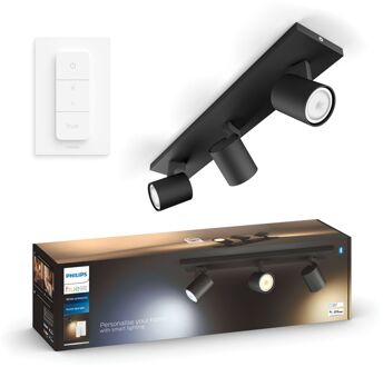 Philips Hue Opbouwspot Runner Zwart 3x5w Met Hue Dimmer Switch