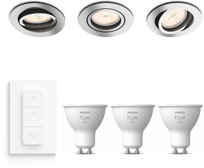 Philips Hue Philips Donegal Inbouwspots - Hue White & Dimmer - Chroom Zilver