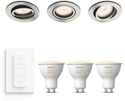 Philips Hue Philips Donegal Inbouwspots Met White Ambiance & Dimmer - Nikkel