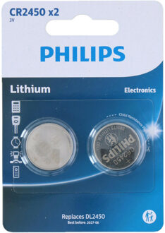 Philips knoopcel batterijen CR2450 - 2x stuks