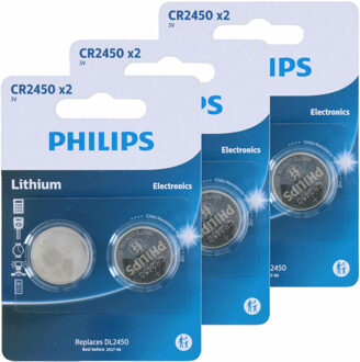Philips knoopcel batterijen CR2450 - 6x stuks