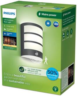 Philips LED buiten wandlamp Python UE, antraciet, sensor