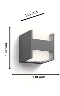 Philips LED buitenwandlamp Arbour UE, 2-lamps 2.700 K antraciet
