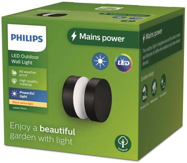 Philips LED buitenwandlamp Lava, hoogte 10 cm zwart