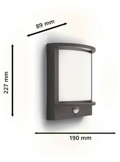 Philips LED buitenwandlamp Samondra UE, sensor antraciet