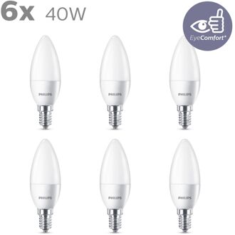 Philips Led E14 Kaarslamp Lichtbron - Warm Wit - 40w - 6 Stuks