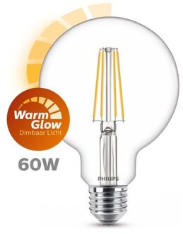 Philips LED Globe G95 E27 5,9-60W filament helder WarmGlow blister - 5103261