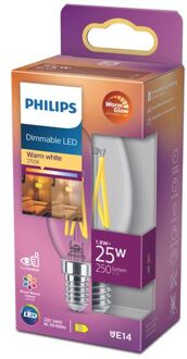 Philips LED kaars E14 2,5-25W filament helder WarmGlow blister - 5100304