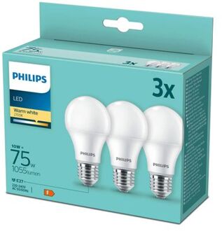 Philips Led Lamp A60 E27 10w 2700k 1055lm 230v - 3-pack - Warm Wit
