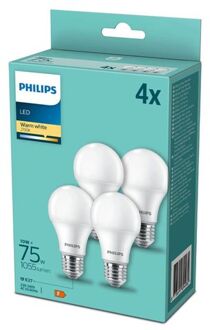 Philips Led Lamp A60 E27 10w 2700k 1055lm 230v - 4-pack - Warm Wit