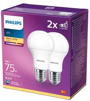Philips Led Lamp A60 E27 11w 2700k 1055lm 230v - 2-pack - Warm Wit
