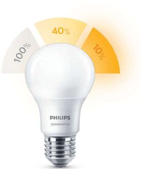 Philips LED Lamp - SceneSwitch 827 A60 - E27 Fitting - Dimbaar - 1.6W-7.5W - Warm Wit 2200K-2700K Vervangt 16W-60W