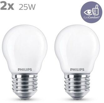 Philips Led Lamp - Set 2 Stuks - Classic Lustre 827 P45 Fr - E27 Fitting - 2.2w - Warm Wit 2700k Vervangt 25w