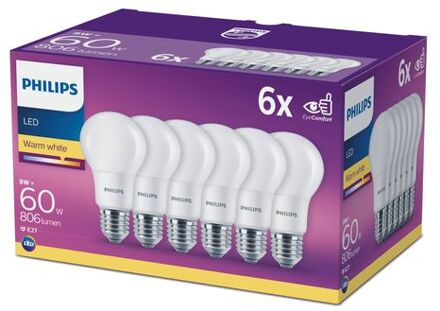 Philips LED-lampen 8 W 806 lumen 6 st 929001234391 Wit