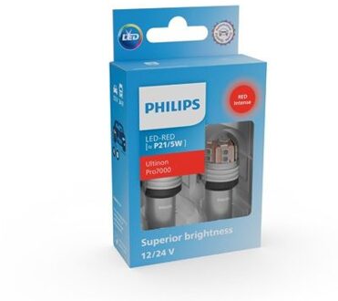 Philips LED-lampen P21/5W Ultinon PRO7000 - Rood - BAY15D - 12/24V 11499RU70X2