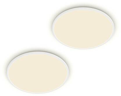 Philips LED plafondlamp SuperSlim 2-pack IP44 Ø 25 cm 4.000 K wit