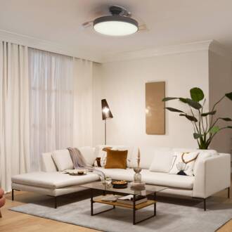 Philips LED plafondventilator Atlas, nikkel, stil, CCT