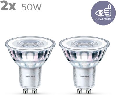 Philips Led Spot - Set 2 Stuks - Classic 840 36d - Gu10 Fitting - 4.6w - Natuurlijk Wit 4000k Vervangt 50w