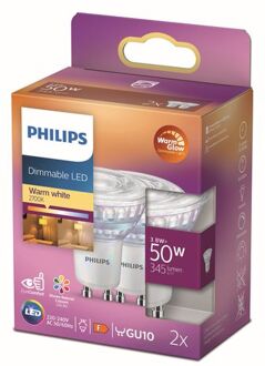 Philips LED Spot - Set 2 Stuks - Classic C90 36D - GU10 Fitting - DimTone Dimbaar - 3.8W - Warm Wit 2200K-2700K