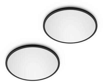 Philips LED SuperSlim 2-delige set zwart IP44 Ø 25 cm 2.700 K