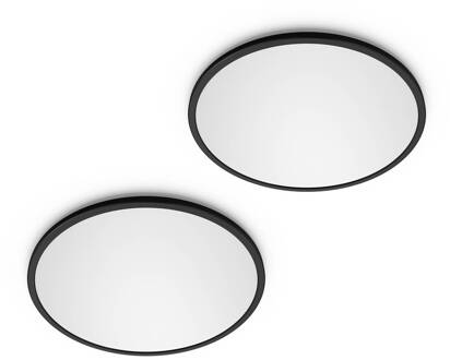 Philips LED SuperSlim 2-pack zwart IP44 Ø 30 cm 2.700 K