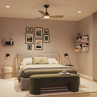 Philips LED-ventilator Olas, Ø 106 cm, bruin/zwart, stil bruin, zwart