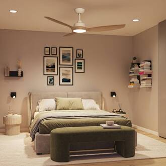 Philips LED-ventilator Olas, Ø 132 cm, bruin/wit, stil bruin, wit