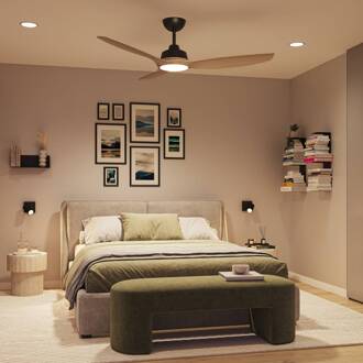 Philips LED-ventilator Olas, Ø 132 cm, bruin/zwart, stil bruin, zwart