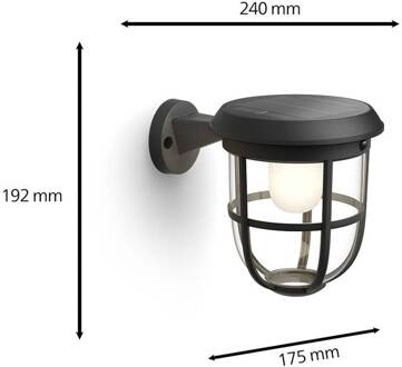 Philips LED-wandlamp op zonne-energie Radii zwart