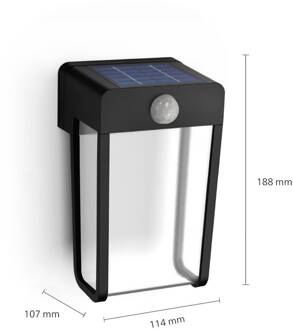 Philips LED wandlamp op zonne-energie Shroud, zwart/transparant, set van 2 zwart, helder