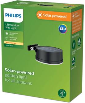 Philips LED-zonne-wandlamp Vynce, Ø kop 11,2 cm zwart